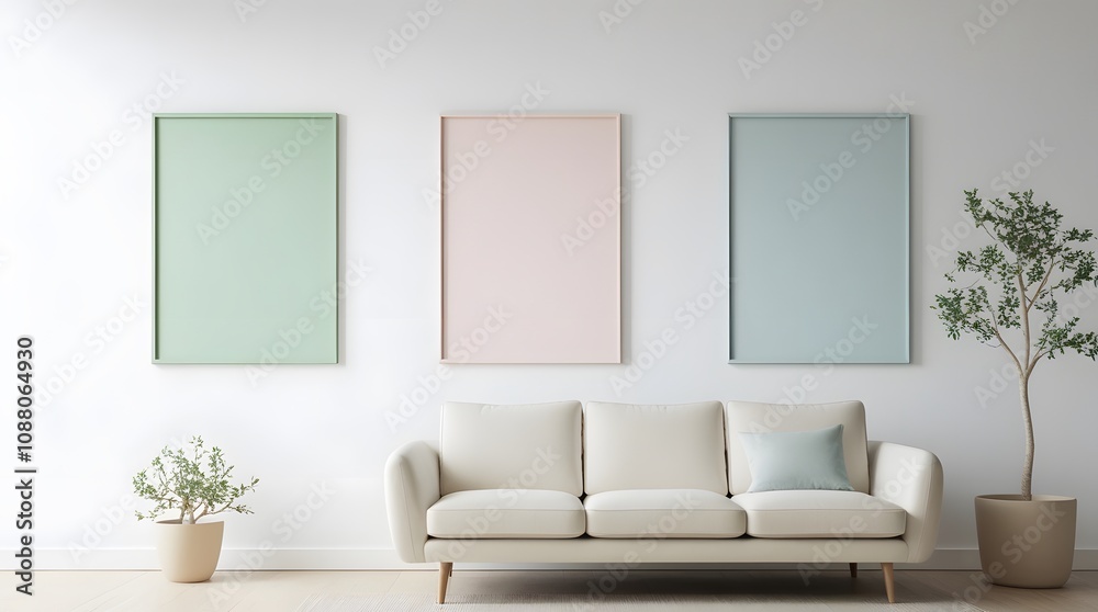 Fototapeta premium Multiple Frames mockup. Interior mockup with house background. Modern interior design. Best room decorating ideas