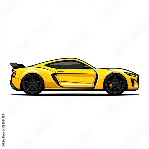 Sleek yellow sports car side profile with black accents and wheels, exuding power and speed.