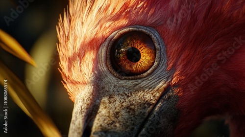 Ojos y mirada de la naturaleza Flamenco Phoenicopterus