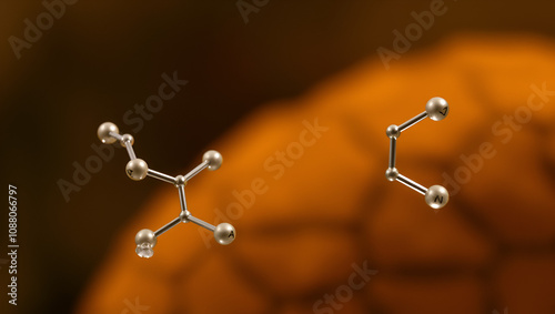 Arachidonic acid molecule. Polyunsaturated omega-6 fatty acid that is a precursor of prostaglandins, prostacyclin, thromboxanes, leukotrienes and anandamide. Skeletal formula. photo