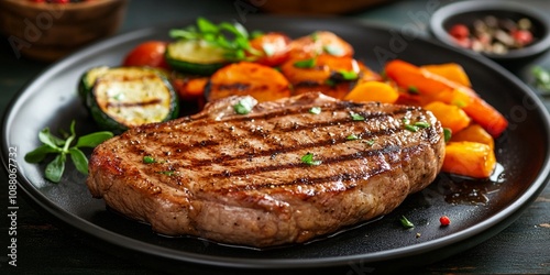 grilled meat with vegetables