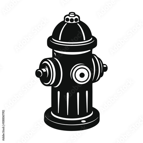 Fire hydrant vector silhouette and line art style