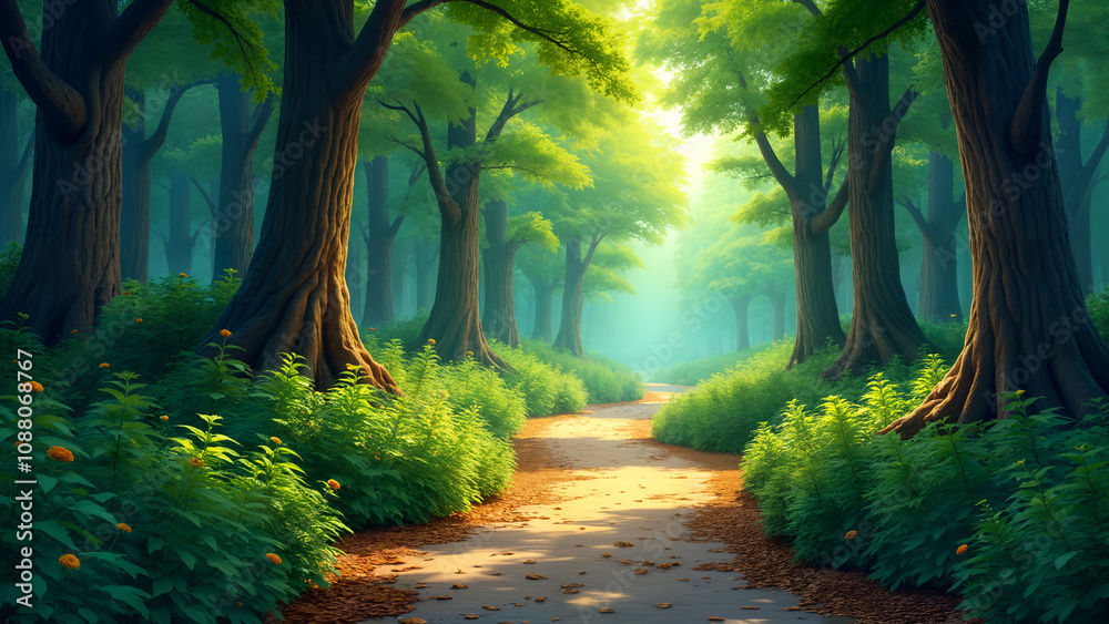 Fototapeta premium Lush Green Forest Pathway