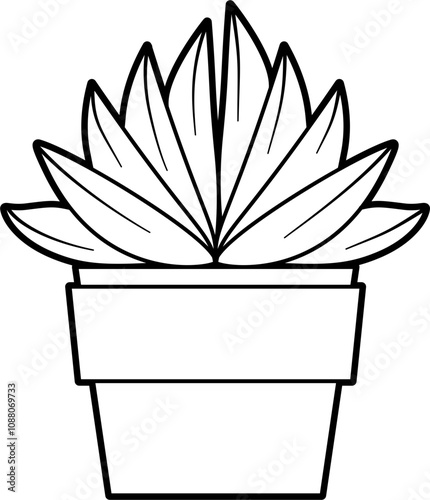 Pottet succulent outline vector