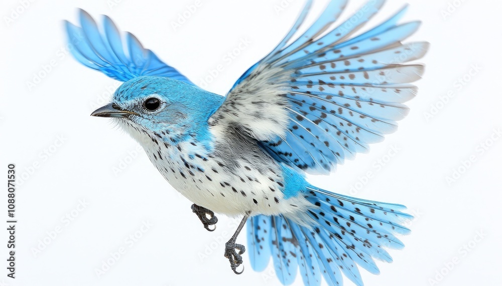 Obraz premium A small, blue bird in flight. This photo can be used for nature, wildlife, or bird-related projects.