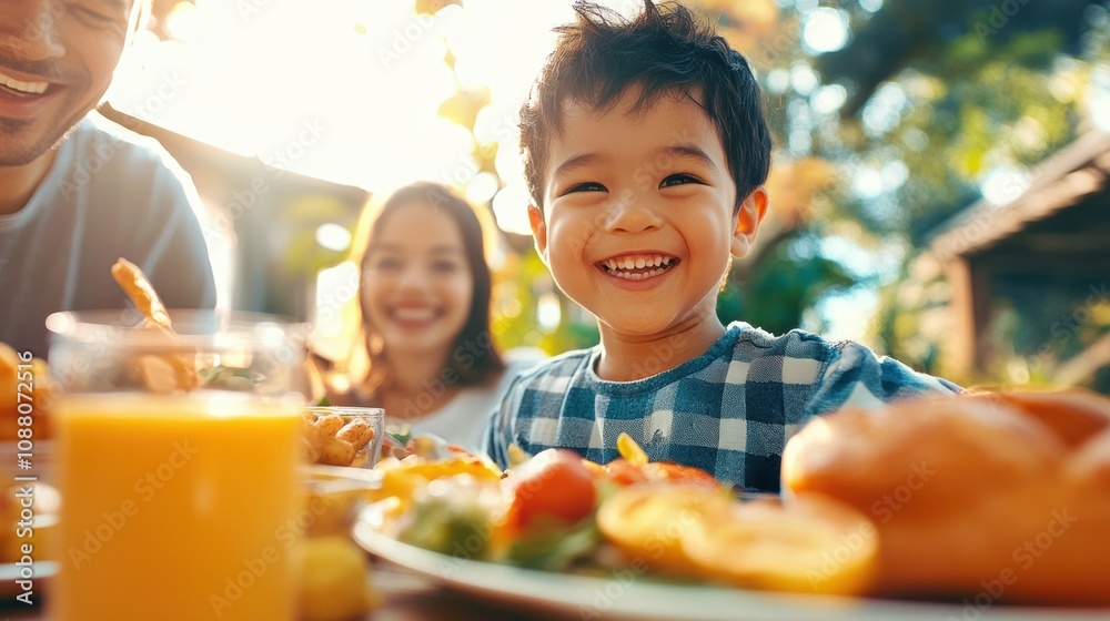 Happy Family Enjoying Healthy Breakfast Together Happy Family Enjoying Healthy Breakfast Together