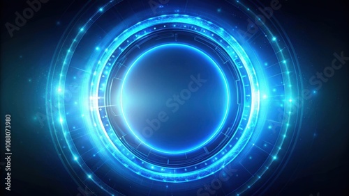 Futuristic blue glow circle with smaller circle around, background , technology, futuristic, glow, circle, blue,abstract, design