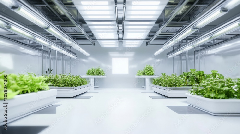 A cutting-edge AI-powered smart indoor farming system, modern urban indoor environment with integrated technology for optimizing plant growth and resource use in controlled conditions A cutting-edge AI-powered smart indoor farming system, modern urban indoor environment with integrated technology for optimizing plant growth and resource use in controlled conditions