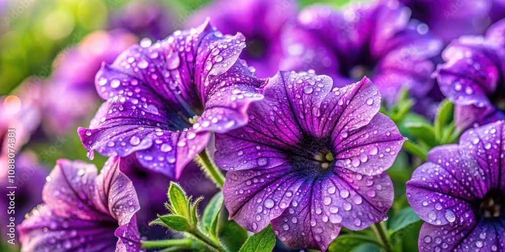 Beautiful purple petunia flowers covered in dew , purple, petunia, flowers, dew, delicate, lilac, decorative, nature, garden Beautiful purple petunia flowers covered in dew , purple, petunia, flowers, dew, delicate, lilac, decorative, nature, garden