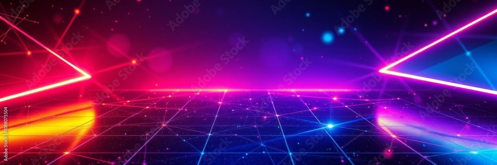 Futuristic surface with glowing blue pyramids in 3D texture, illuminated, surface, design