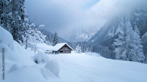 Breathtaking snowy winter landscape in the Austrian Alps