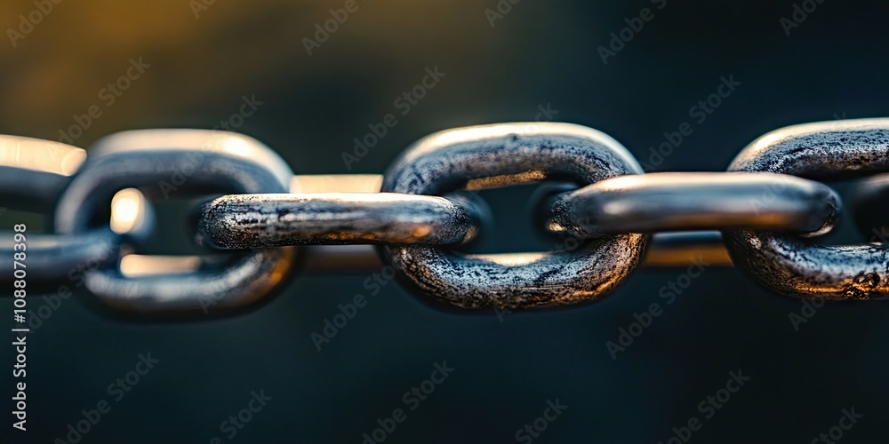 Close-up detail of a metal chain, featuring a background with copyspace. Close-up detail of a metal chain, featuring a background with copyspace.