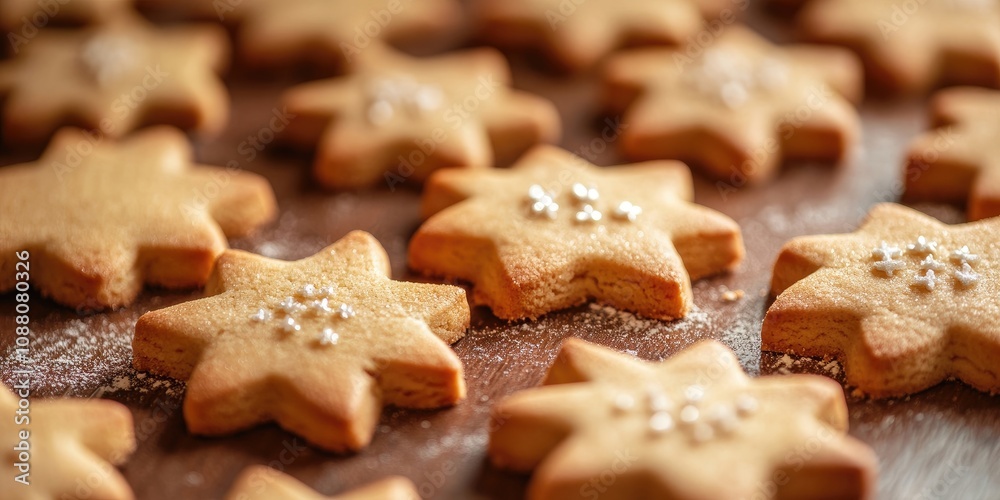 Freshly baked sugar cookies. Closeup with very shallow depth of field.