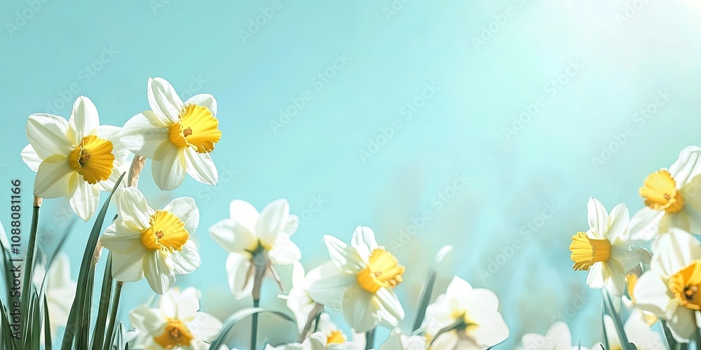 Fototapeta premium daffodil flowers. Spring theme with copyspace