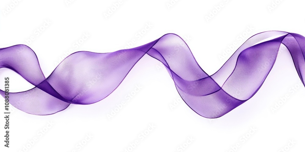 Violet ribbon set against a white background. Studio product photo captured on a seamless backdrop. Violet ribbon set against a white background. Studio product photo captured on a seamless backdrop.