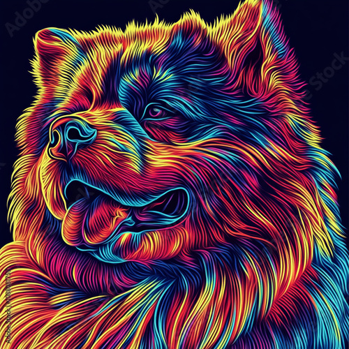 Chow chow in neon