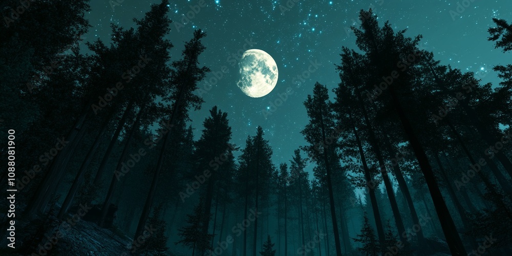 Naklejka premium night sky with moon