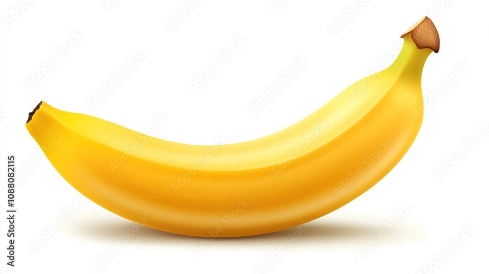 A Single Yellow Banana on a White Background A Single Yellow Banana on a White Background