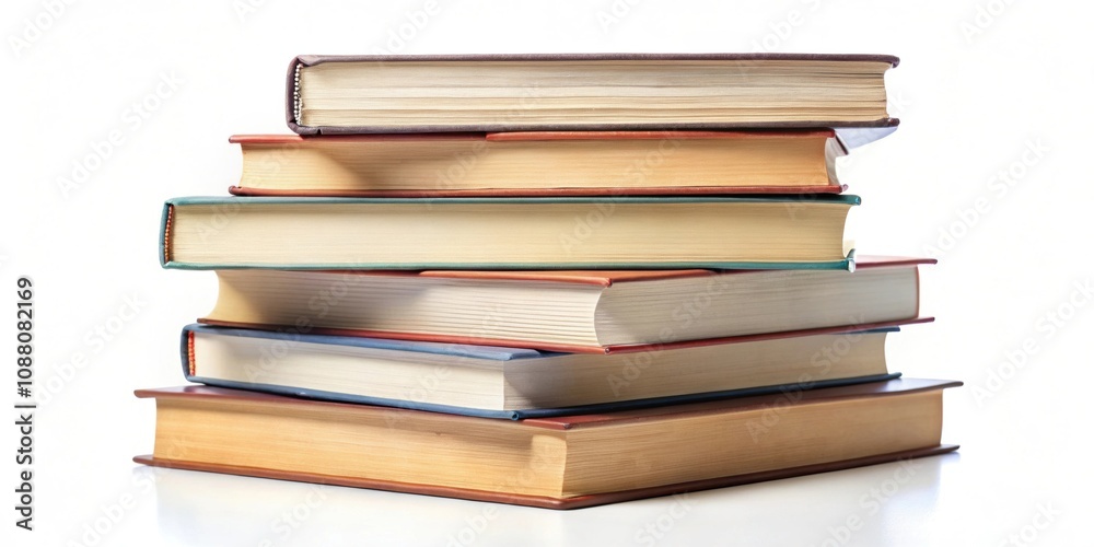 Stack of books isolated on white background, rendering, books, education, learning, literature, paper, pile, studying Stack of books isolated on white background, rendering, books, education, learning, literature, paper, pile, studying