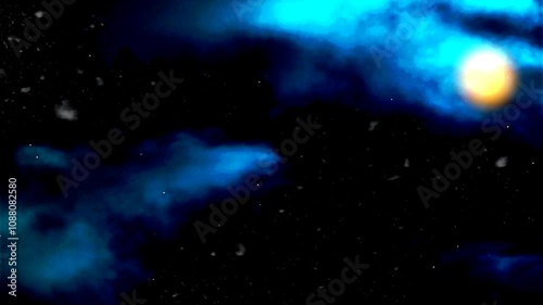 The magical atmosphere of the sky with the setting sun and falling snow. Video under Santa Claus video (Search for video, type in Adobe 302549113).
