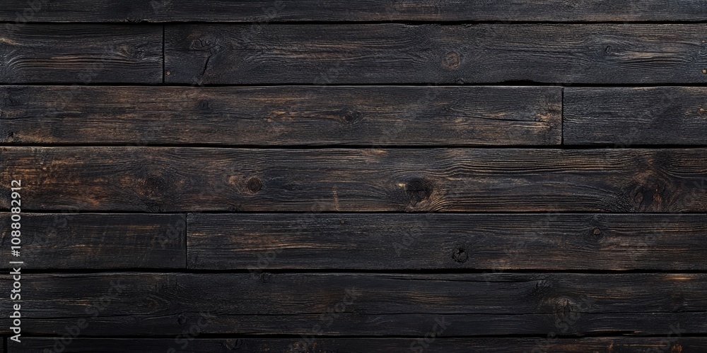 Fototapeta premium Dark brown wooden background, texture of a weathered plank.
