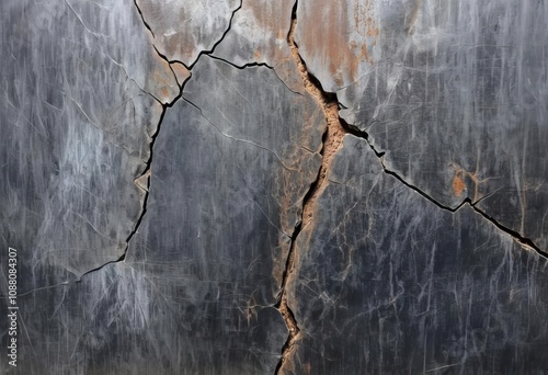 A close-up of a metal surface with visible scratches and cracks