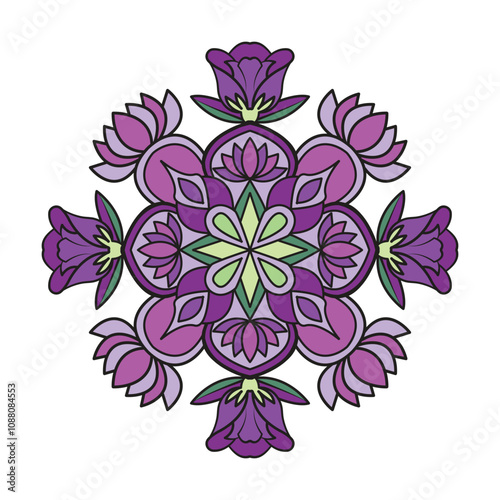 Cosmic floral elegance mandala coloring book page