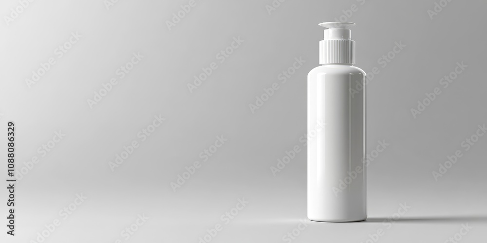 White plastic bottle or container without a label for cosmetics, makeup, and beauty products, such as cream, moisturizer, spray, care, clean, and fresh. White plastic bottle or container without a label for cosmetics, makeup, and beauty products, such as cream, moisturizer, spray, care, clean, and fresh.