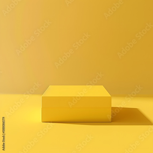 A simple yellow box on a matching yellow background, emphasizing minimalism and color.