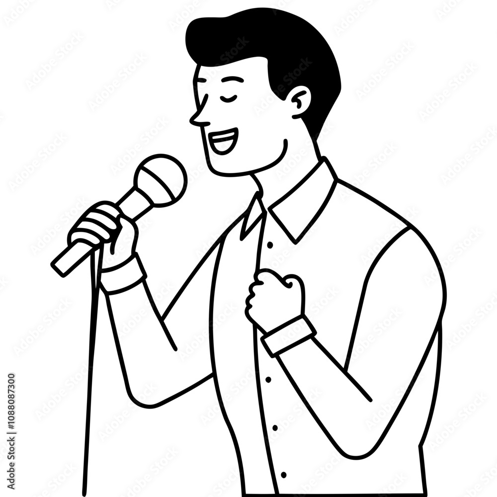 man with microphone sings in karaoke performing songs man with microphone sings in karaoke performing songs