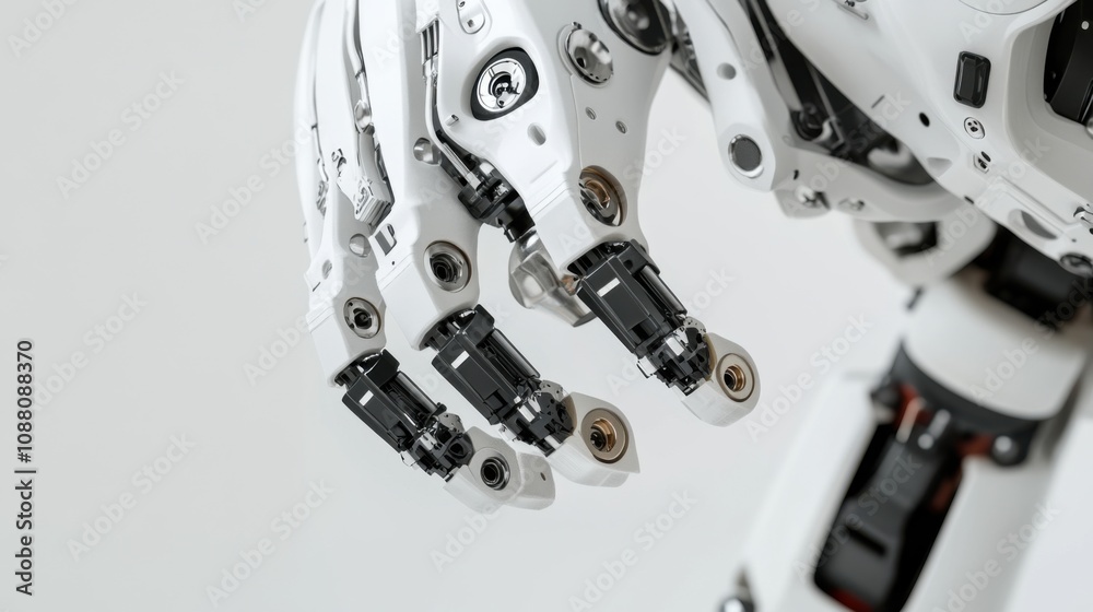 A detailed close-up of a humanoid robot's modular limb actuators, demonstrating precise motor control and adaptive movement capabilities, Robotics technology style A detailed close-up of a humanoid robot's modular limb actuators, demonstrating precise motor control and adaptive movement capabilities, Robotics technology style