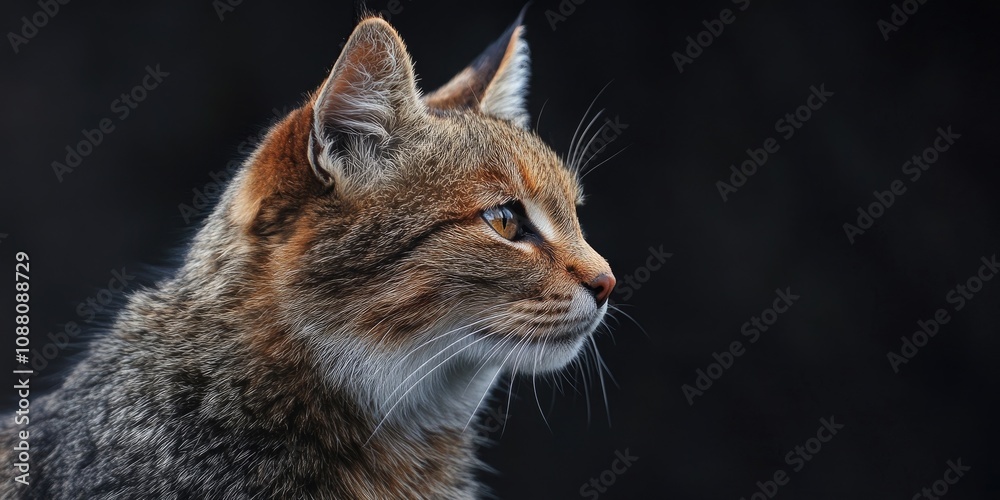 Close-up side profile portrait of a European wildcat. Close-up side profile portrait of a European wildcat.