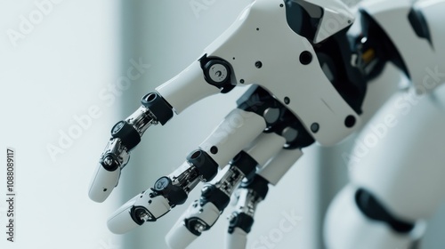 A detailed close-up of a humanoid robot's precision gripping fingers, showcasing fine manipulation capabilities for delicate tasks, Robotics technology style