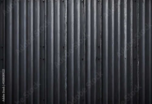 A close-up of a dark corrugated metal sheet with bolts, set against a light background with straight black lines.