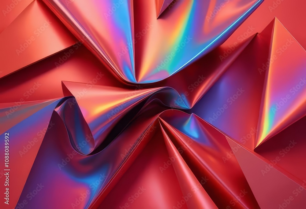 An abstract background with swirling red and pink holographic colors An abstract background with swirling red and pink holographic colors