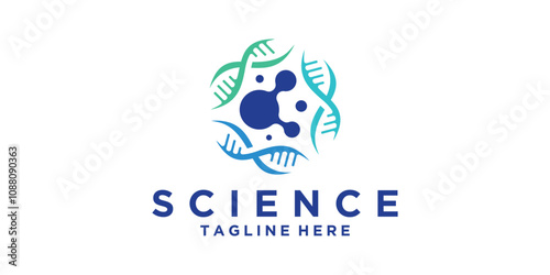 logo design science, experiment, genetics, lab, molecule, spiral, logo design vector, symbol, icon, idea, creative.
