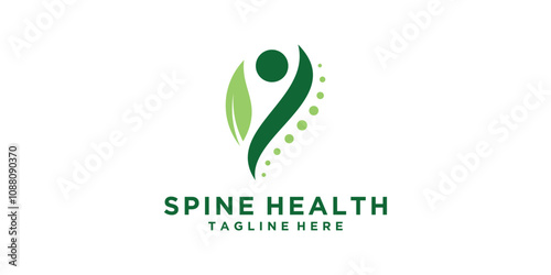 logo design combination of spine, people and leaves, health, medical, care, nature, logo design vector, symbol, icon, idea, creative.