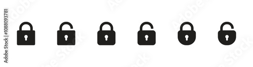 Locked and unlocked vector icon set