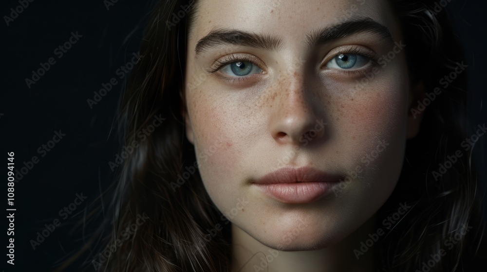 Portrait of beautiful young woman with clean fresh skin Portrait of beautiful young woman with clean fresh skin