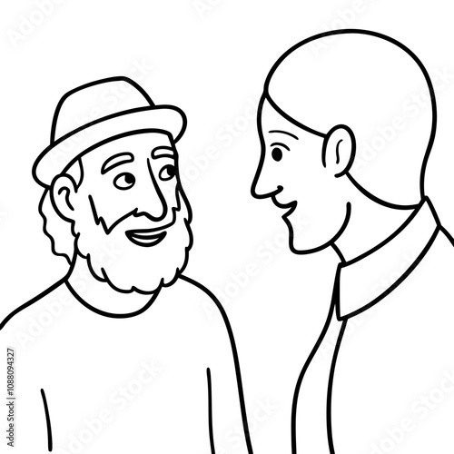  old man talking to deaf friend