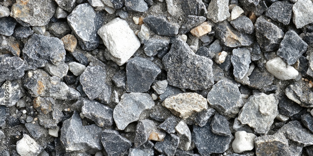 Irregularly sized gray and white gravel, crushed stone, a background for road surface. Irregularly sized gray and white gravel, crushed stone, a background for road surface.