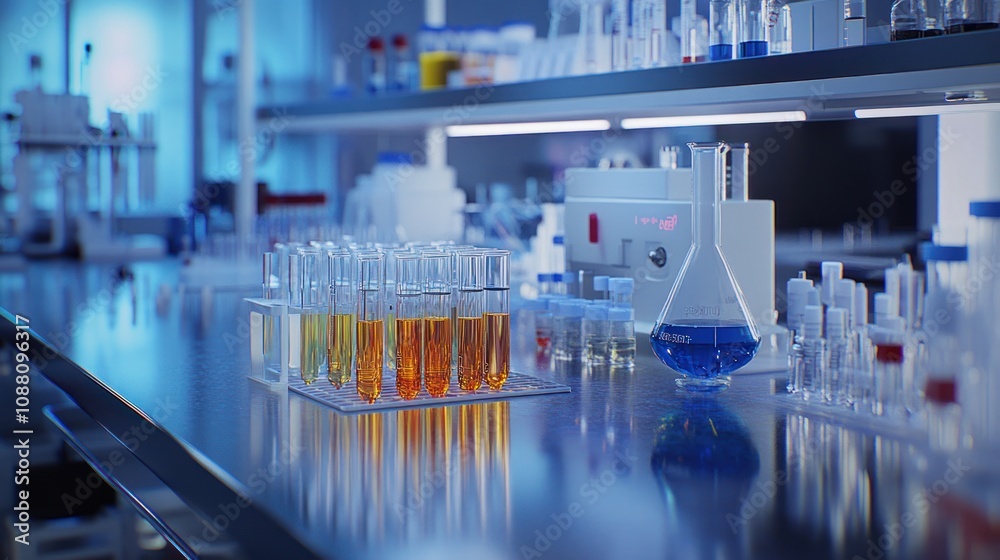 Laboratory Research with Test Tubes and a Beaker
