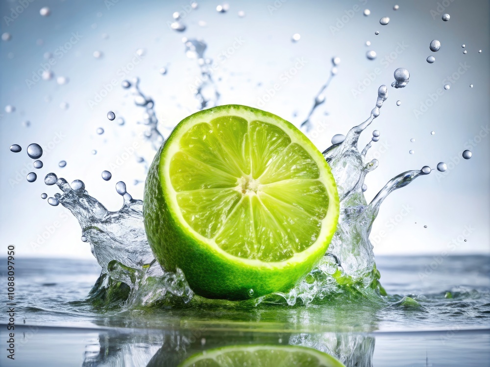 Fresh Lime with Water Splash – Refreshing Citrus Beverage Ingredient, Zesty Flavor, Healthy Drink, Summer Refreshment, Natural Ingredients, Vibrant Fresh Lime with Water Splash – Refreshing Citrus Beverage Ingredient, Zesty Flavor, Healthy Drink, Summer Refreshment, Natural Ingredients, Vibrant