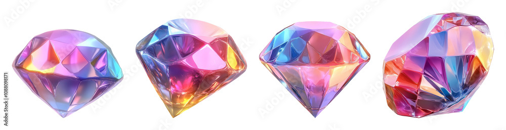 Colorful Diamonds on Transparent Background Colorful Diamonds on Transparent Background