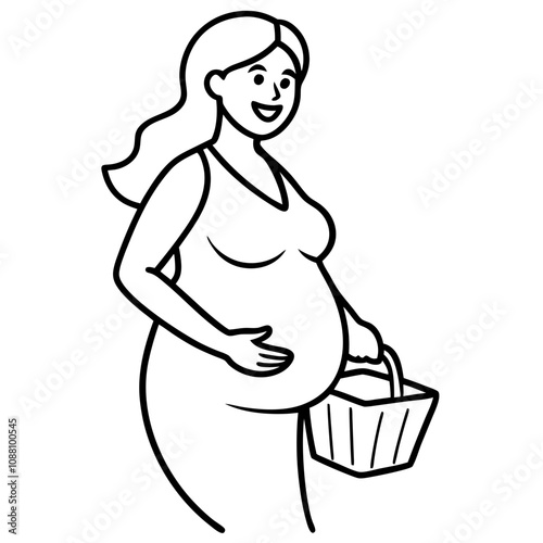 pregnant woman with shopping basket