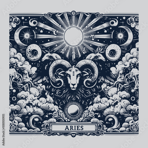aries ouija tarot tattoo featuring celestial art