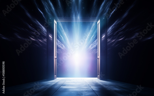 Open Door to Heaven with Light Rays photo