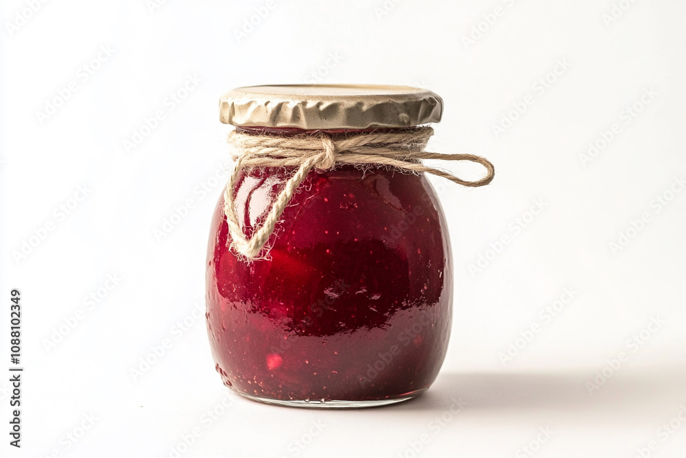 Homemade strawberry jam in a glass jar Homemade strawberry jam in a glass jar