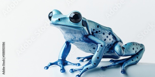Powder Blue Dyeing Poison Dart Frog (Dendrobates tinctorius) set against a white background.