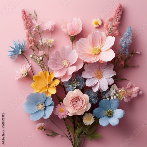 Wallpaper Mural minimal beautiful pastel wildflowers Torontodigital.ca